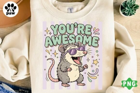 Add Instant Whimsy with the Cute Possum Retro PNG Design