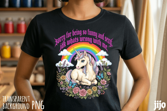 Brainrot Unicorn T-Shirt Design: A Magical Print-Ready PNG