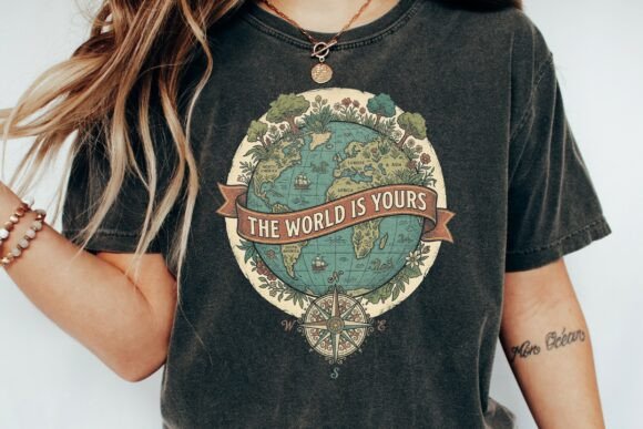 Charting Your Creative Course with the Vintage Globe Compass Botanical Design