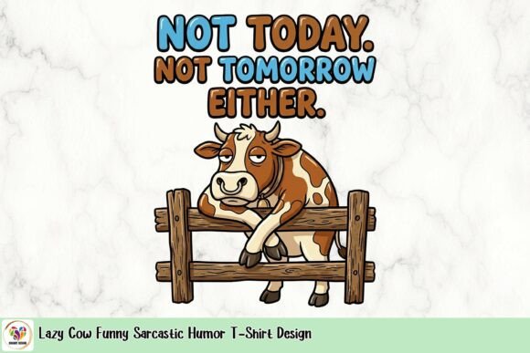 Lazy Cow Funny Sarcastic Humor T-Shirt Design