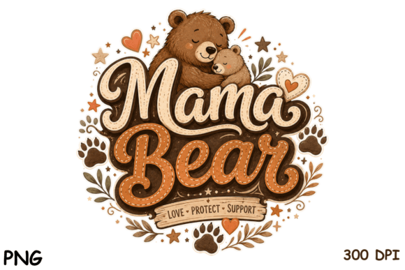 Mama Bear PNG: A Heartfelt Design for Mother's Day Creations