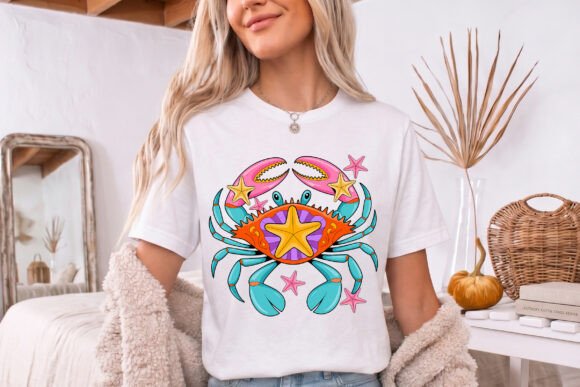 Preppy Summer Crab Design: A Vibrant PNG for Bold Projects