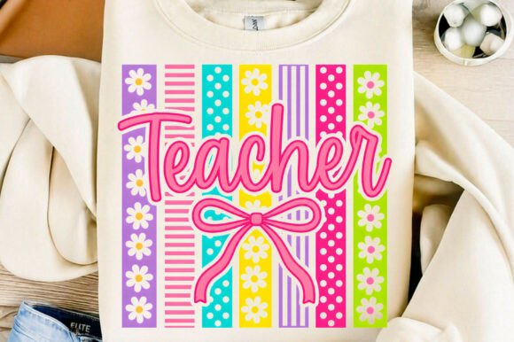 Retro Floral Teacher Bow Groovy PNG: A Design for Every Project